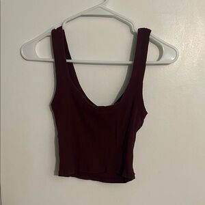 Women's Burgundy Ribbed Crop Top
